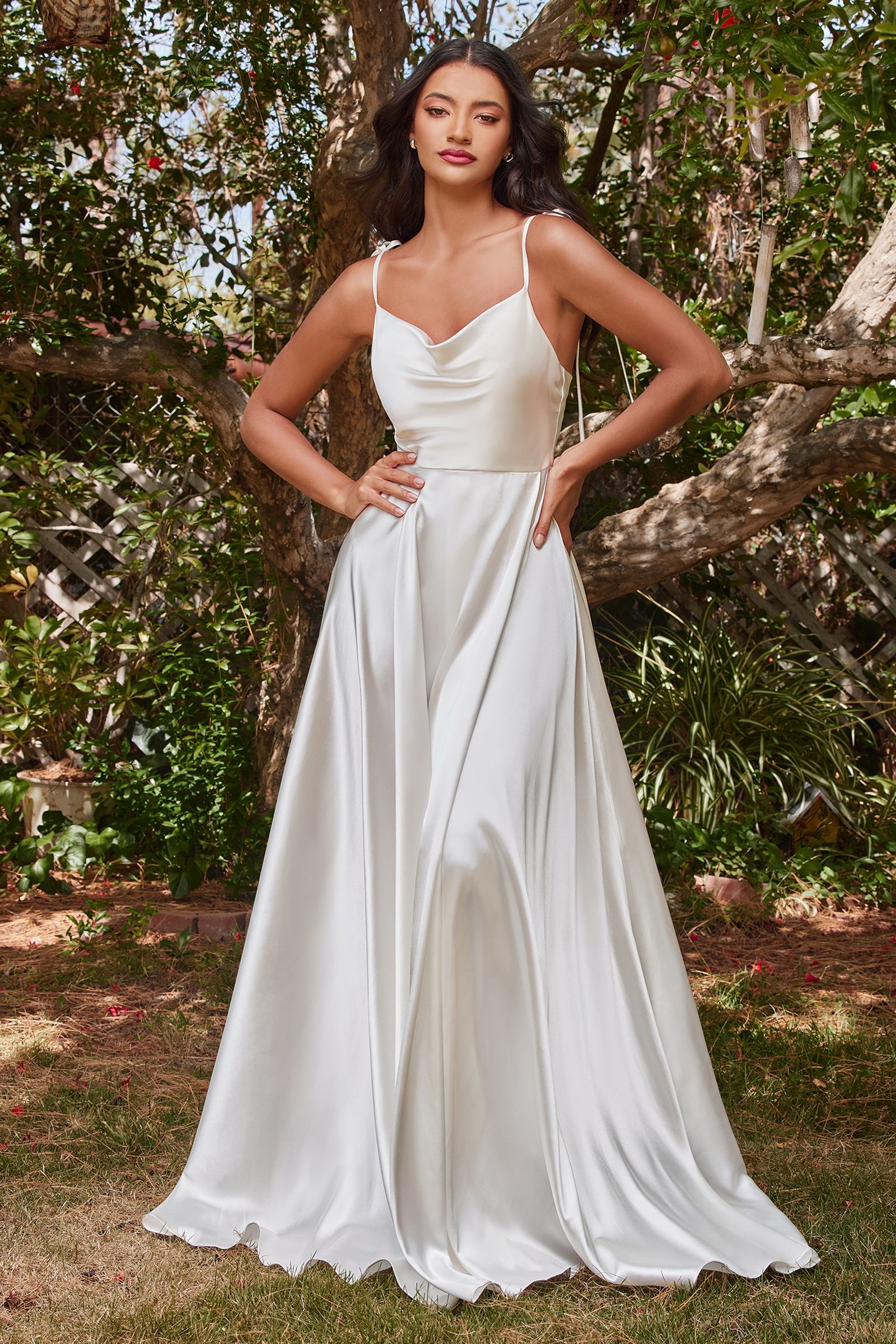 RAVISHING COWL A-LINE SATIN GOWN CDBD104W-0